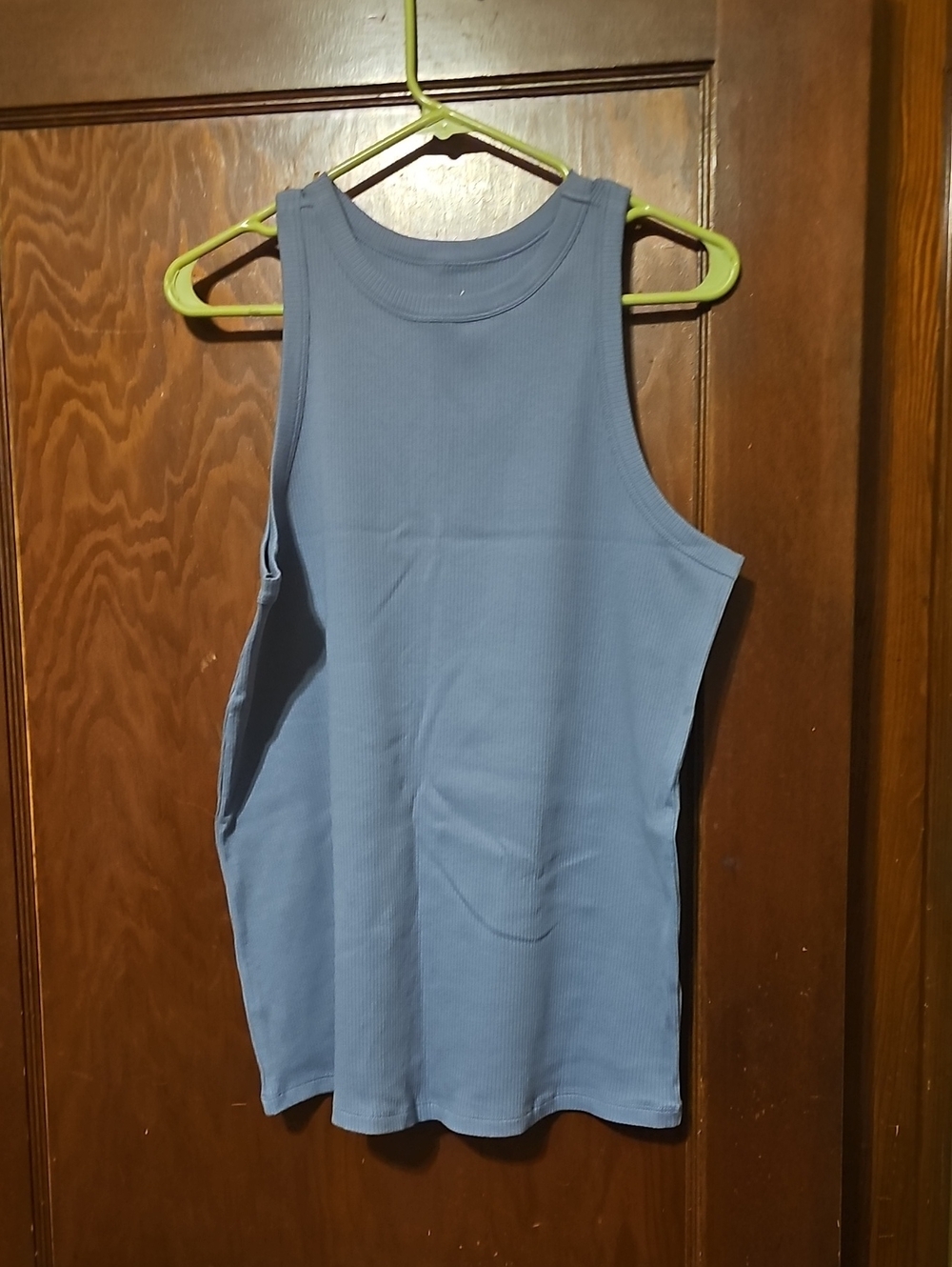 Women's Ribbed Crewneck Tank Top in Dusty Blue